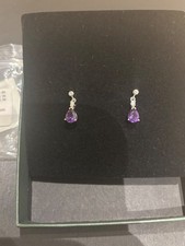 white gold natural tanzanite and real 2diamond earrings