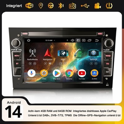 Carplay 8-Kern Android 14 Autoradio Navi Opel Meriva Signum Corsa Astra H Zafira