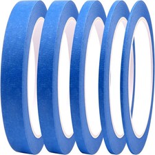 5 Rolls Pinstripe Tape - Masking Tape 1/16", 1/8", 1/4", 1/2", 3/4" - Thin