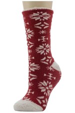Cuddl Duds Women's Snowflake Lined Lounge Slipper Socks Red