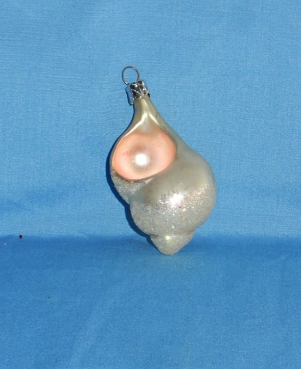 Glass Sea Shell with Glitter Christmas Ornament