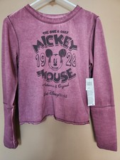 Womens Disney Mickey Mouse Authentic Fleece Sweatshirt Long Sleeve Size Small
