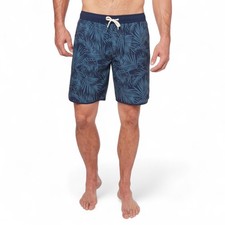 NWT Fair Harbor Men's Anchor Swim Trunks 8" Grey Floral Blue XXL