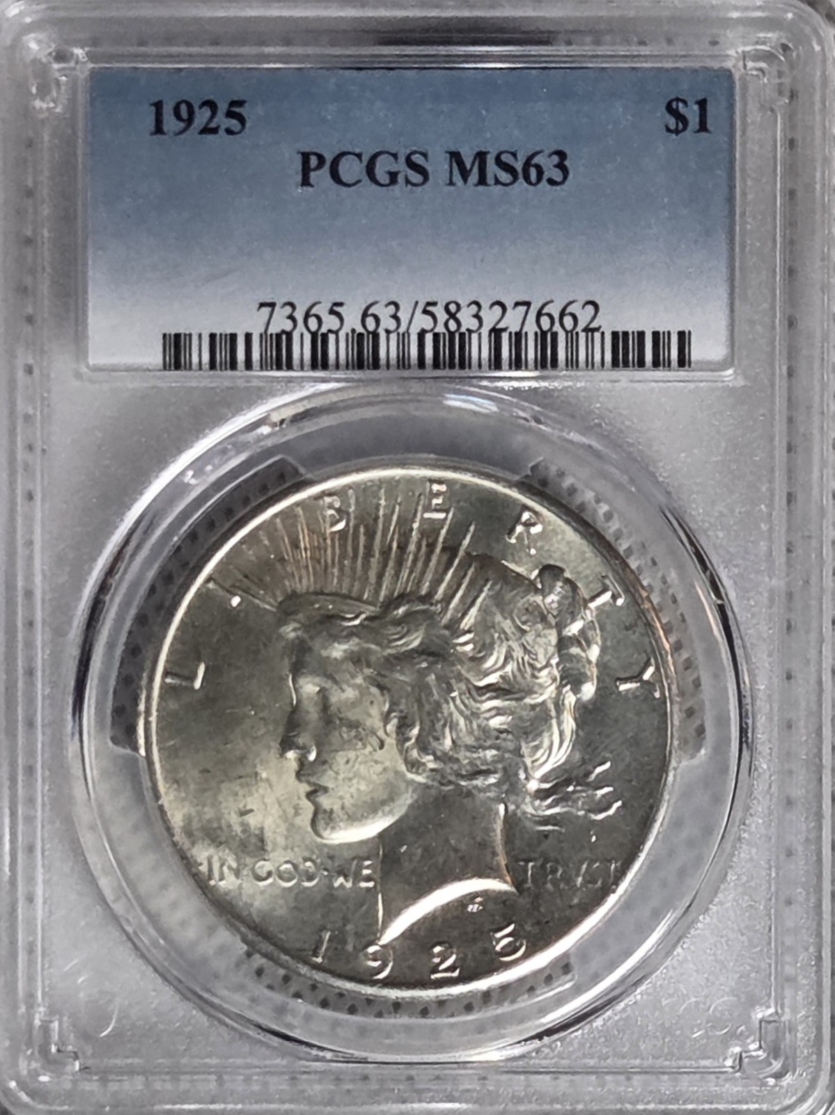 1925 Peace Dollar PCGS MS63 Choice BU Luster Philadelphia Mint 90% Silver $1
