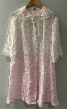Ariel VINTAGE Pink Floral NIGHTGOWN Soft Lace Trim Dainty CottageCore Womans S/M