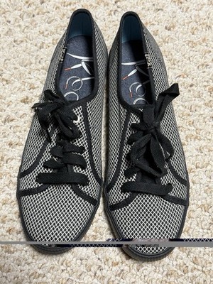 New Black & White Keds Geometric Pattern Round Toe Size 8 Black Rubber Edge