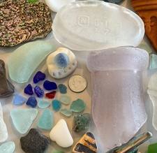 Genuine Beach Sea Glass - 1 and 1/2 pounds w/ Sea Marble Surf-tumbled Mendocino