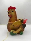 Vintage Fisher Price #123 Cackling Hen Wooden Pull Toy 1960s Works Classic USA