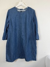 Gap Womens Denim Shift Dress Chambray Bell Sleeve Zip Back Casual Shirtdress