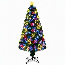 6FT Pre-lit Fiber Optic Artificial Christmas Tree w/ Star Topper Holiday Decor
