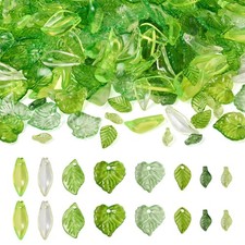 320 pcs Green Acrylic Maple Leaf Beads for Jewelry Making Pendants  Caps