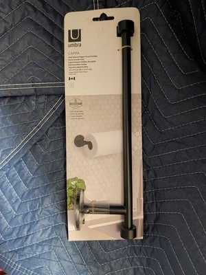 Umbra Cappa Wall Mount Paper Towel Holder Dispenser METAL Black W/ Hardware NEW