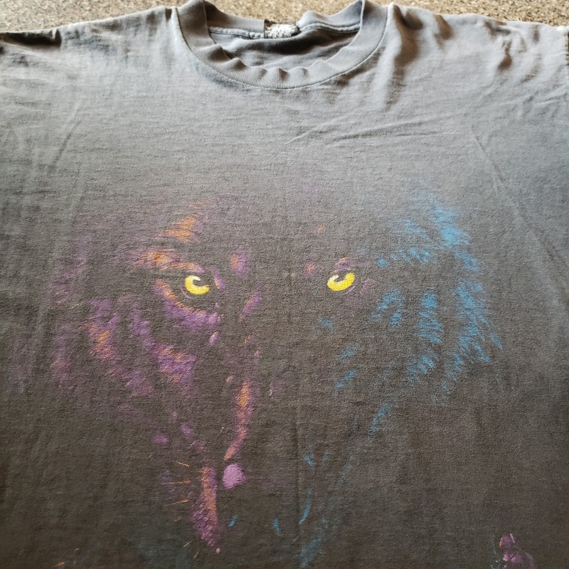 Vintage Vtg 90's Wolf Habitat Single Stitch Distressed Tee Shirt Sick Grail Fest