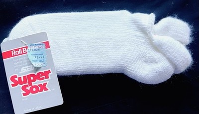 Vintage New White SAI Super Sox White Roll Back Socks NWT