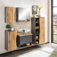 Badezimmer BadmöBel Set Waschbeckenunterschrank Spiegelschrank HäNgeschrank
