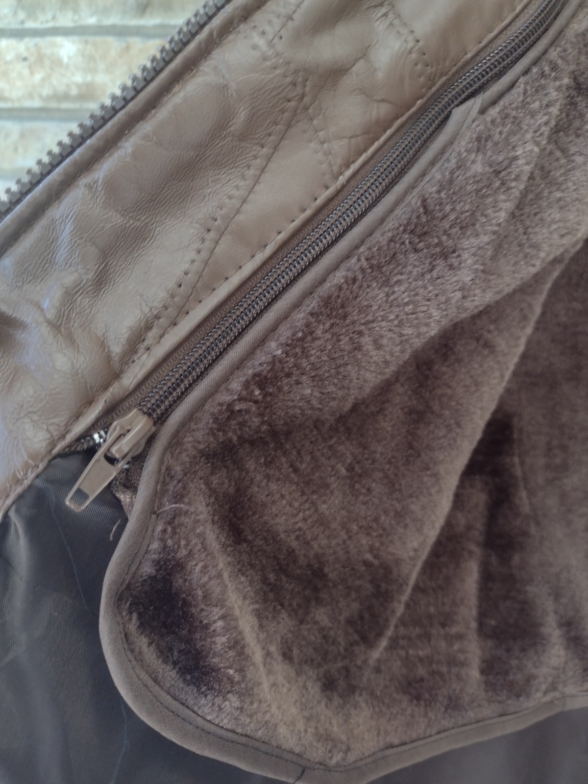 Vintage Genuine Patchwork Leather Jacket Brown W … - image 13