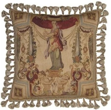 Handmade Aubusson Velvet Pillow 22x22, Elegant Decor