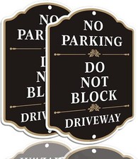 Clotide No Parking Do Not Block Driveway Sign, 2 Pack 10  x14   Metal Black
