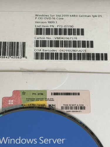 Windows Server 2019 Standard, Deutsch, OEM Vollversion, MwSt Rechnung - Bild 2 von 4