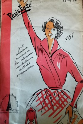 Patron De Couture Vintage PARIS LUXE Pour Chemisier - Taille 44 - Ancien, Jamais Utilisé