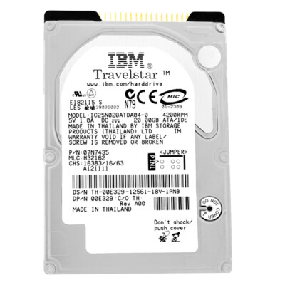 Festplatte IBM IC25N020ATDA04-0 20GB 4200Rpm IDE/ATA 2Mb 2,5'' Zoll