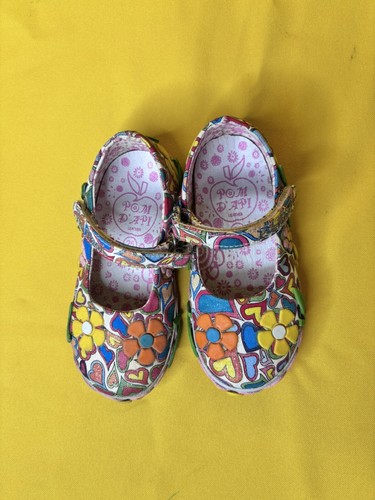 Pom D’ Api Girls Toddler Hearts Flowers Shoes Sz 9 US /25 EU - Picture 5 of 8