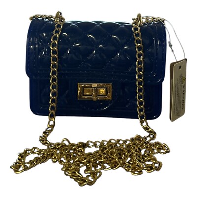 hello 3 aM | Mini Fashionista Clutch Purse | 100% PVC | Turn Lock Closure | Blue