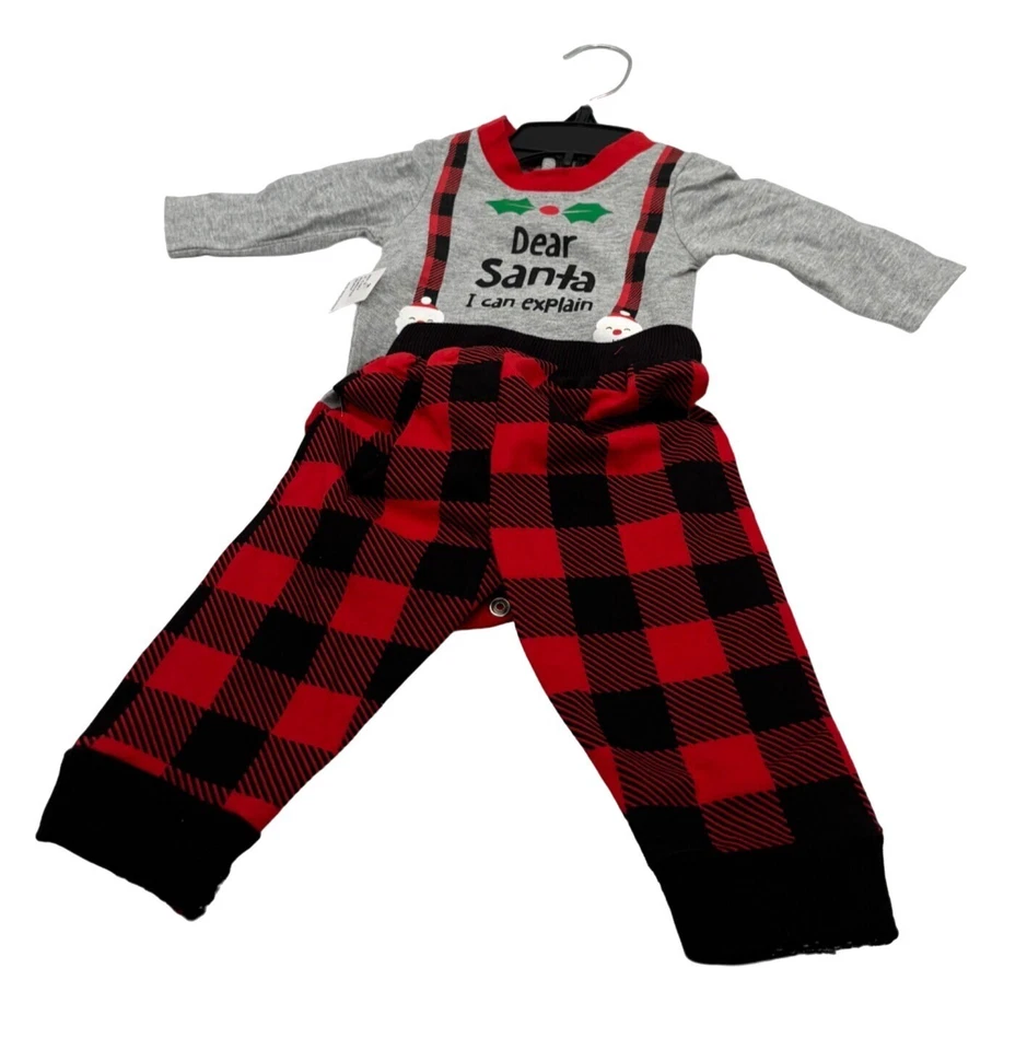 Koala Kid's "Dear Santa I can Explain" 2pc Set, Gray/Red, Newborn - Image 2 of 4