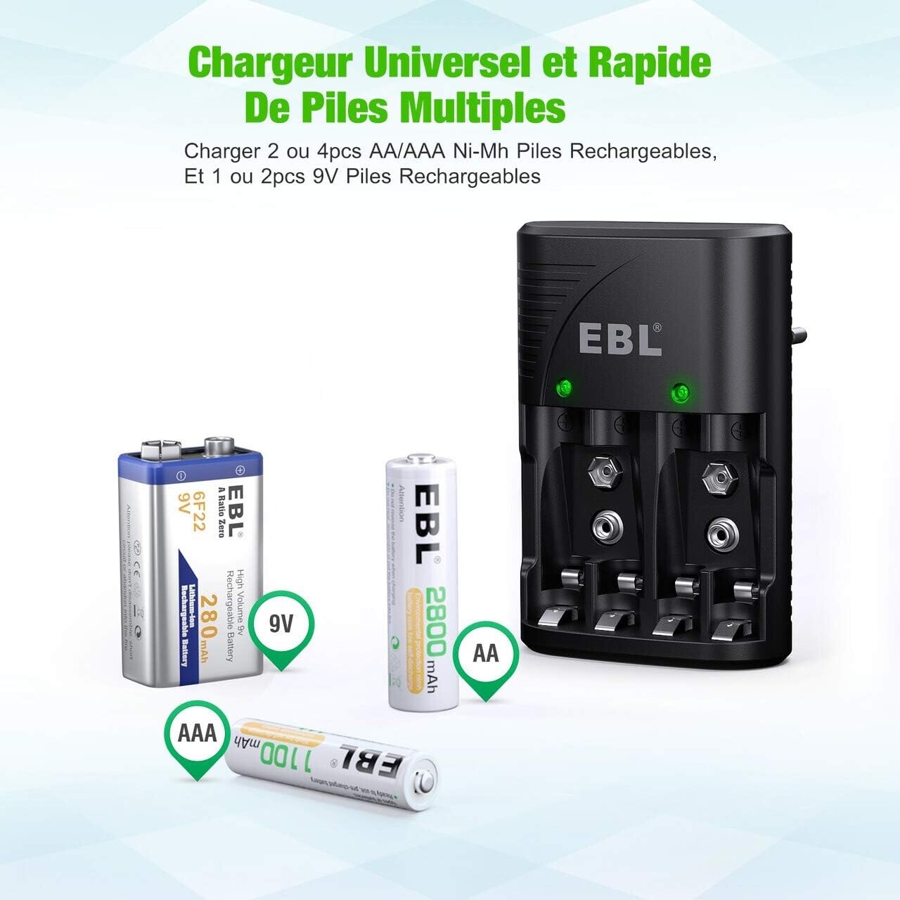 Station de charge EBL pour piles de jouets télécommandes et micro de studio - 3