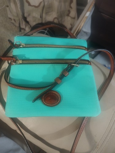 Dooney & Bourke Turquoise  Teal Fabric/Leather Crossbody bag