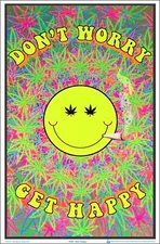 Don't Worry Get Happy Blacklight Poster 23 x 35