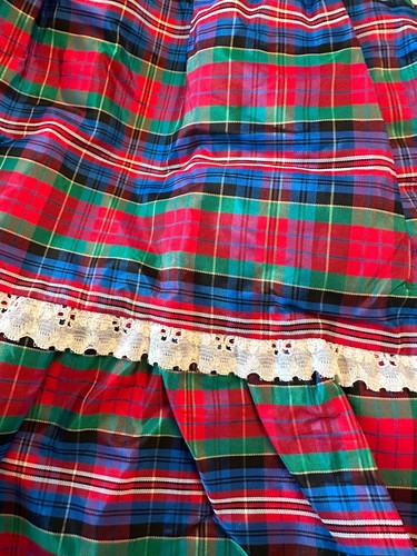 VTG SILK TARTAN PLAID HANDMADE RUFFLE TIER SKIRT GIRLS SZ 5 6 - Picture 7 of 7