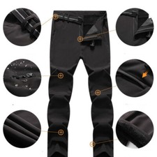 Men Outdoor Hiking Ski Pants Trousers Fleece Lined Climb Windproof Waterproof