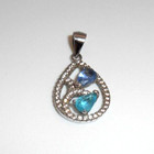 Sterling Silver Pendant 1" Birth Mother Stone Aquamarine Amethyst 1.9g Drop 925 — photo 10