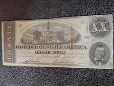 Lot Of Two 1863 $20 & $5 Confederate States Of America Richmond April 6th 1863.