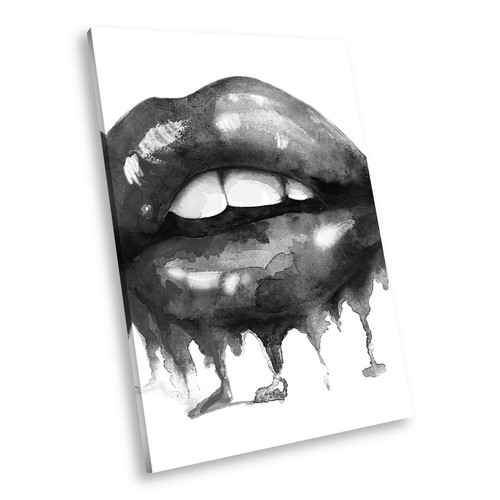 Black And White Lips Canvas