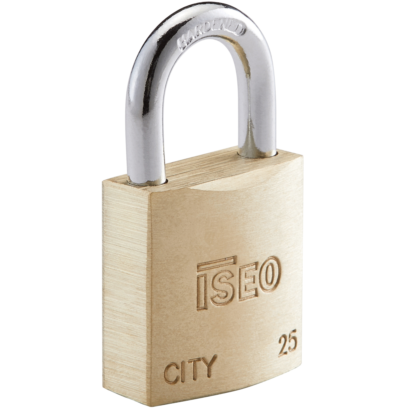 17636   Q.TA' 10 ISEO P700 LUCCHETTO CITY ARCO 25MM OTTONE