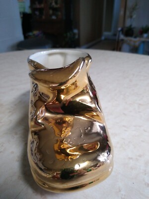 Vintage Ceramic Gold Baby Shoe, Planter | eBay