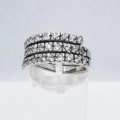 Zeitlose Zirkon Bandring Damen Ring Silber 925  Edelstein - Bild 1 von 4