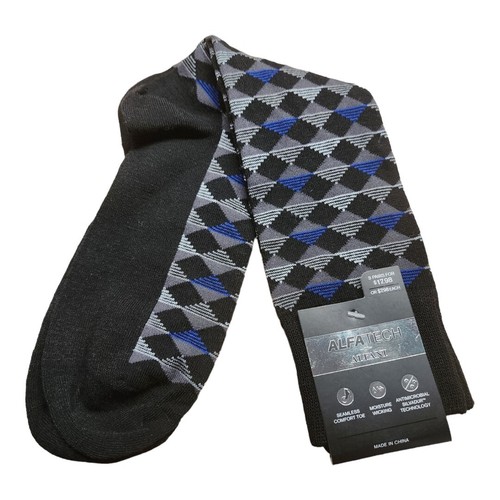 Alfani Mens AlfaTech Black Grey Seamless Moisture Wicking Long Socks Sz 10-13 - Picture 2 of 2