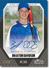 BRAXTON DAVIDSON 2014 Rize Rookie Autograph BLACK AUTO PRODIGY RC #/50