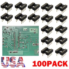 100PC 8 Pin DIP SIP Round IC Socket Adaptor Solder Type Gold Plated Machined USA