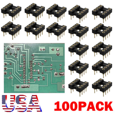 100PC 8 Pin DIP SIP Round IC Socket Adaptor Solder Type Gold Plated Machined USA
