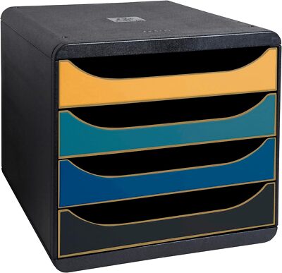 Exacompta - 310505D - BIG-BOX NeoDeco Aktenschrank mit 4 Schubladen für A4+ Doku