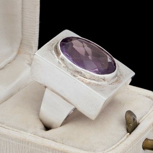 Antique Vintage Deco Retro Sterling Silver SHIPTONIA Modernist Amethyst