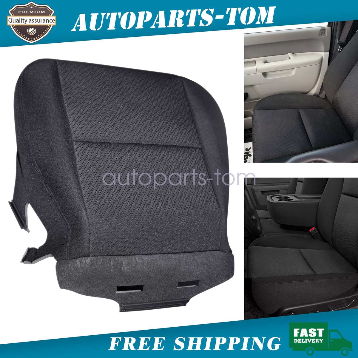 Driver Bottom Cloth Seat Cover For 07-14 Chevy Silverado 1500