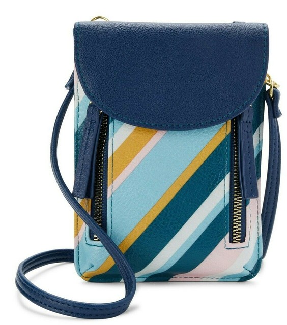 Time and Tru Small Leather Passport Crossbody Bag Purse Multicolor