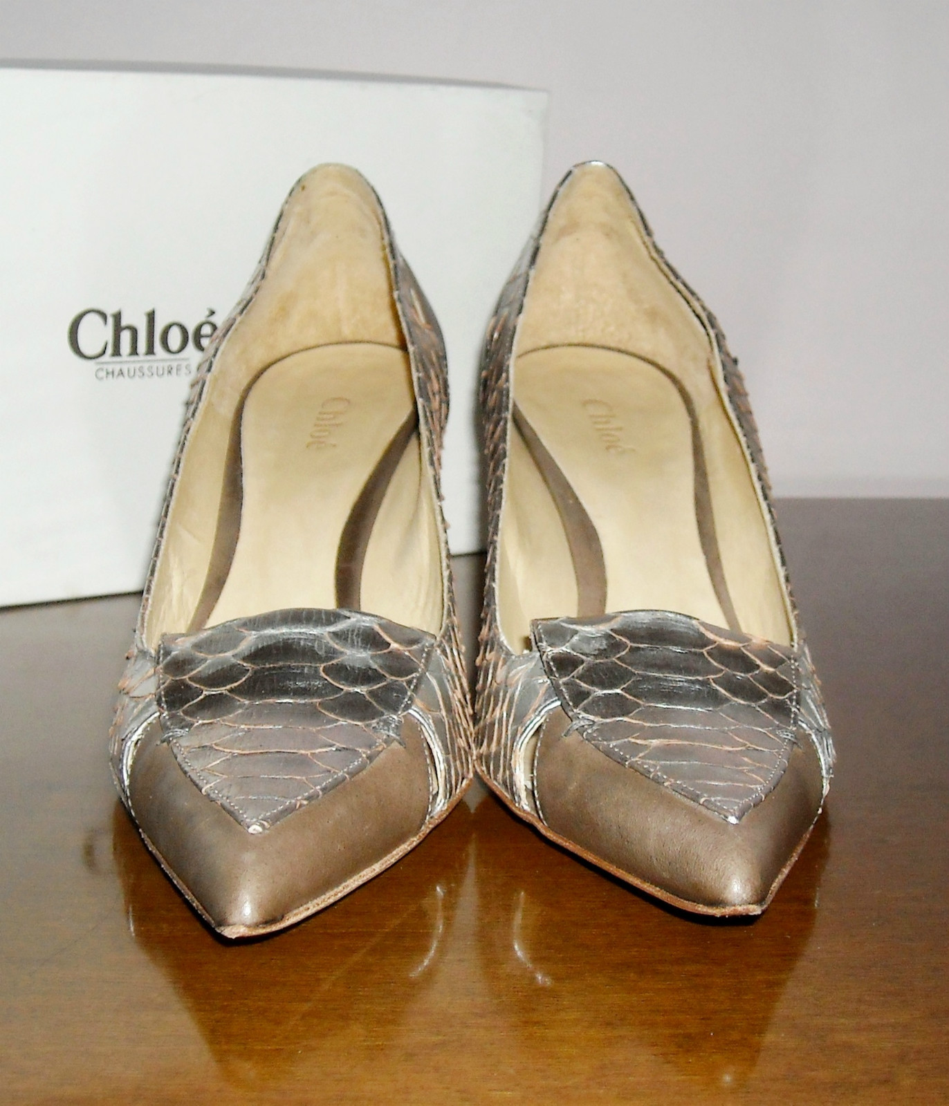 Auth CHLOE leather python pumps décolletes shoes … - image 5