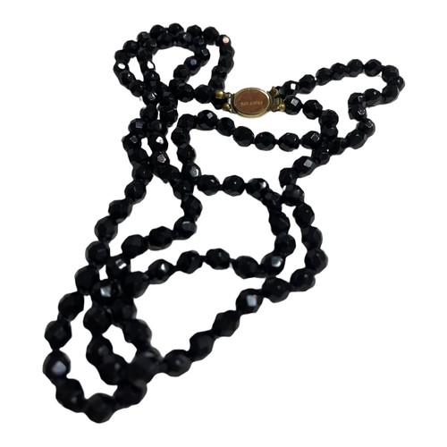 Vintage Austrian Crystal Black Knotted Double Layered Estate Necklace 24” - Picture 5 of 12