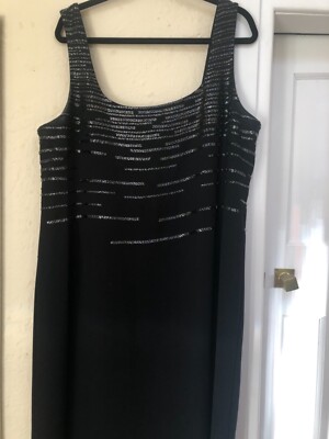 AFTER SIX by RONALD JOYCE SCHWARZES ÄRMELLOSES MAXIKLEID MIT KUGELPERLENDETAIL GRÖSSE 22